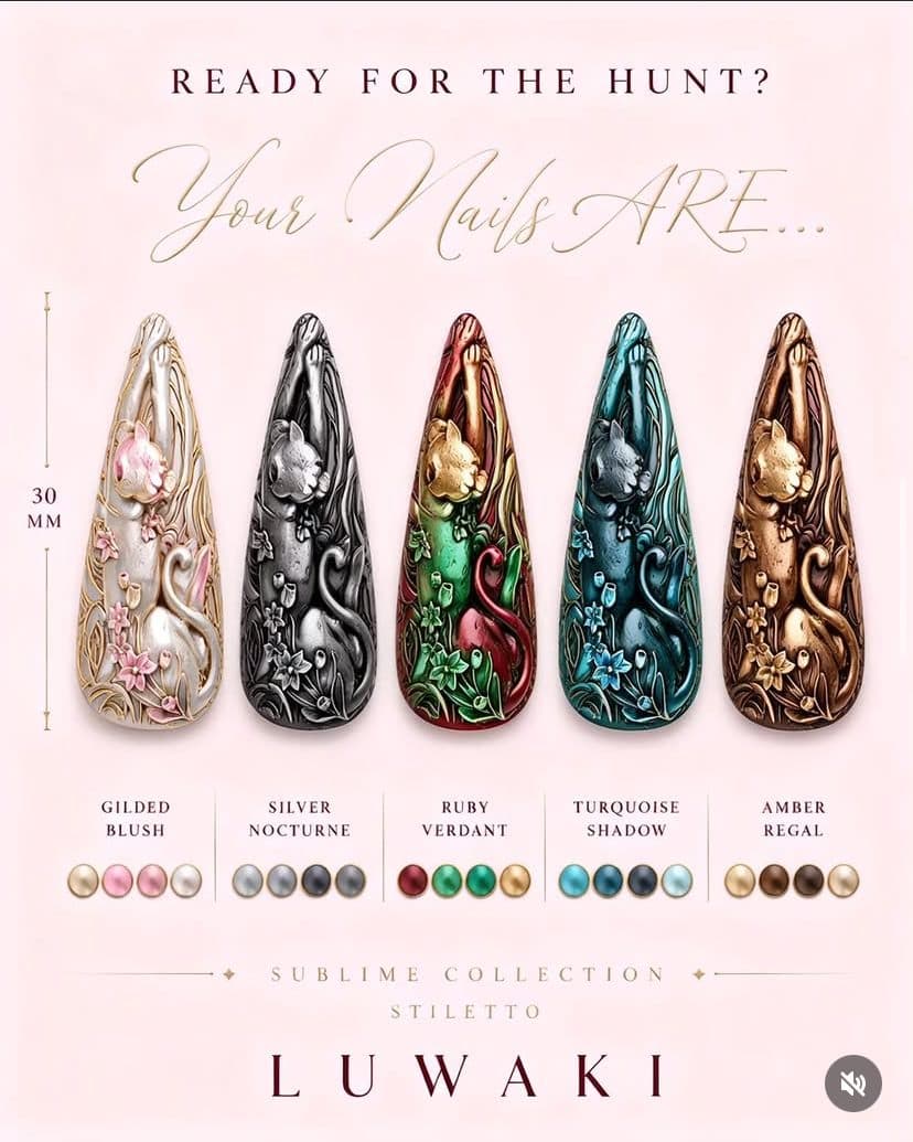 Leopard Rose, stiletto — five colourways